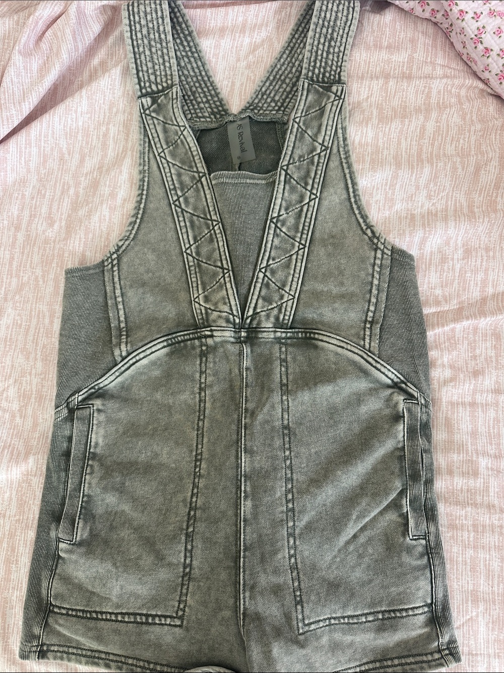 KIND + CO Green Washed Denim Romper Jumpsuit